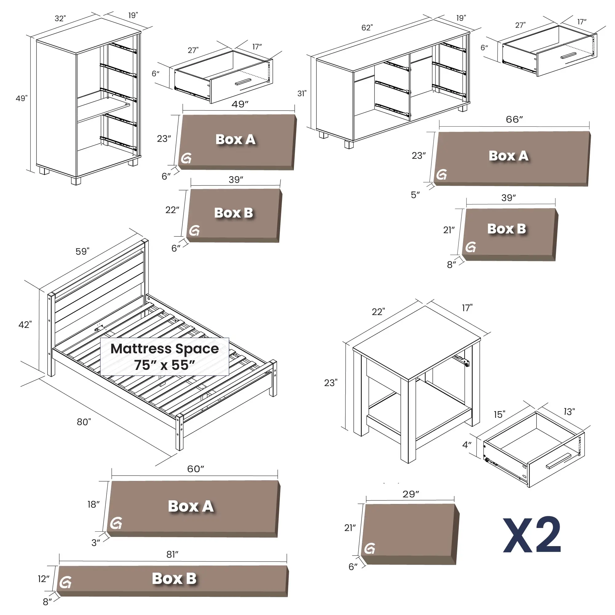 Loft Bedroom Set (5-piece) - Image 19